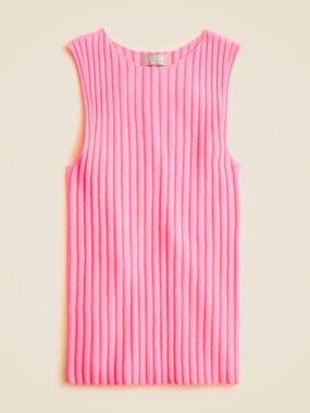 J. Crew Bright Pink Ribbed Cashmere Tank